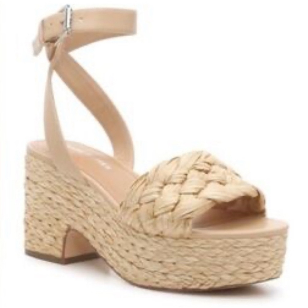 Marc Fisher Steel Platform Raffia Sandals Size 6 NEW